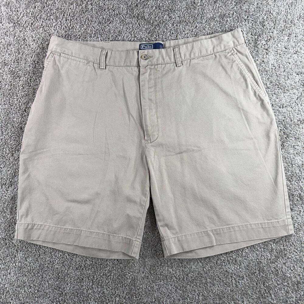 VINTAGE Polo Ralph Lauren Beige Prospect Chino Khaki Golf Shorts Mens 40-90s Y2K